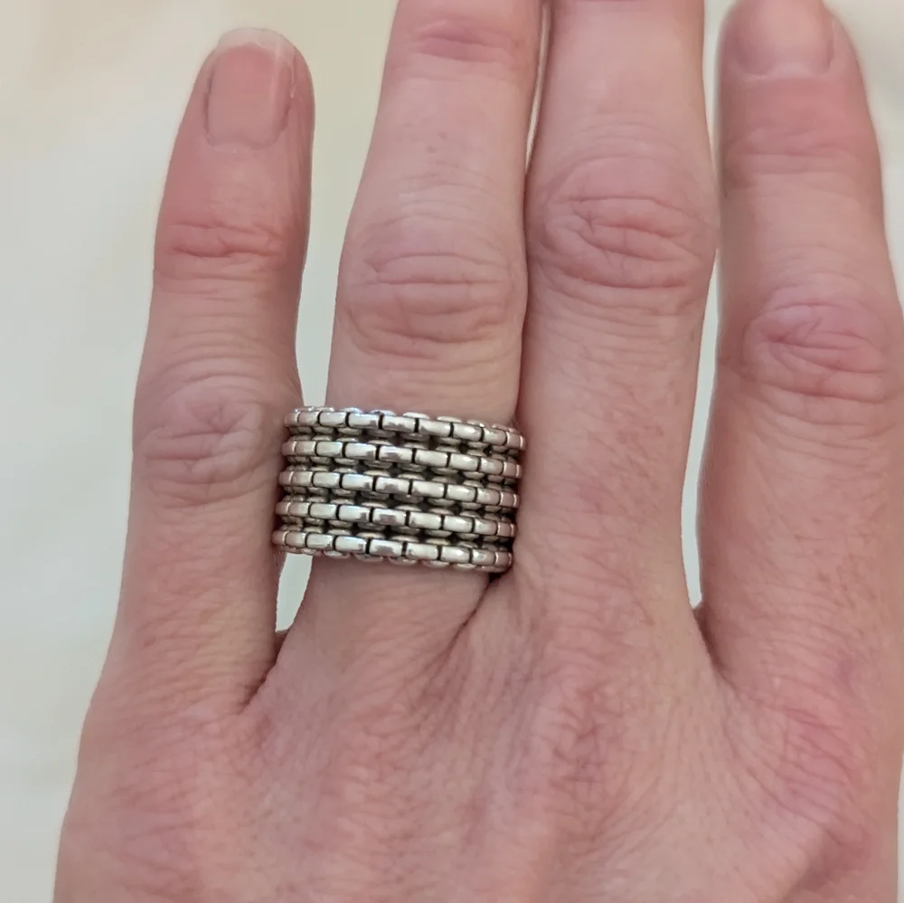 Vintage John Hardy Box Chain Link Sterling Silver Ring- Size 6